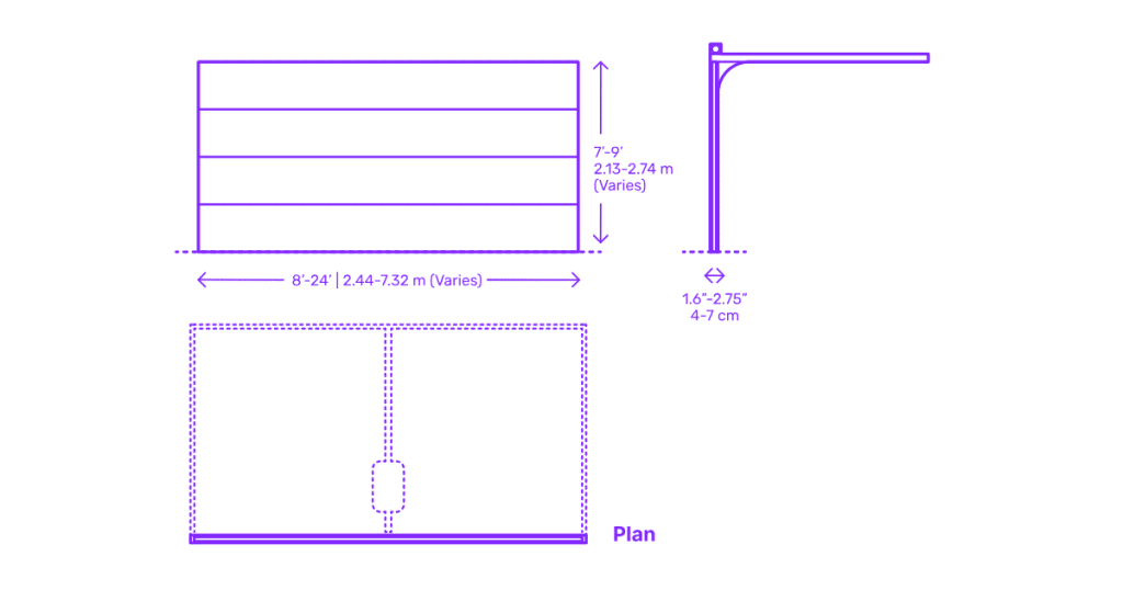 Garage door dimensions vary by install size.