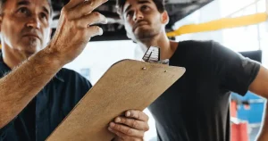 peopl watlking with clipboard