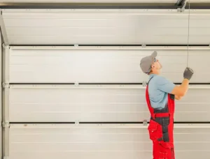person checking garage door