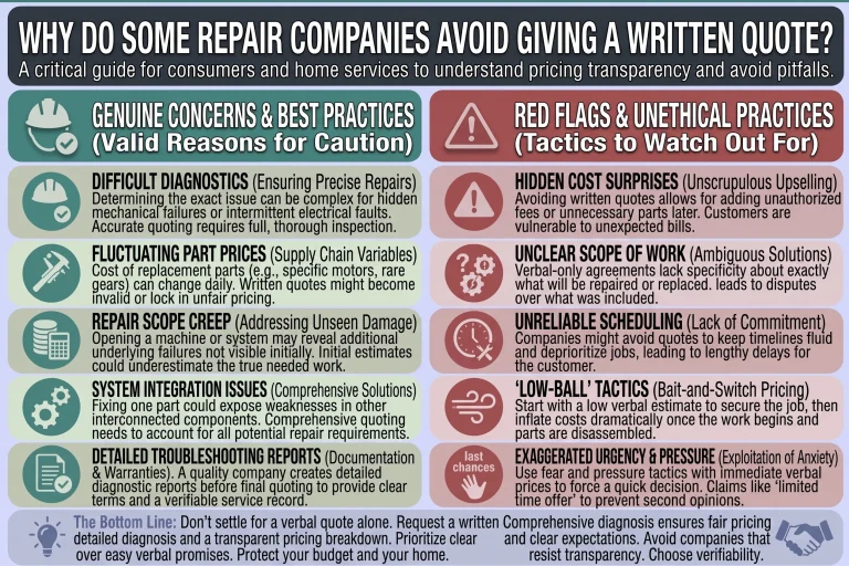 Why Do Some Repair Companies Avoid Giving a Written Quote?