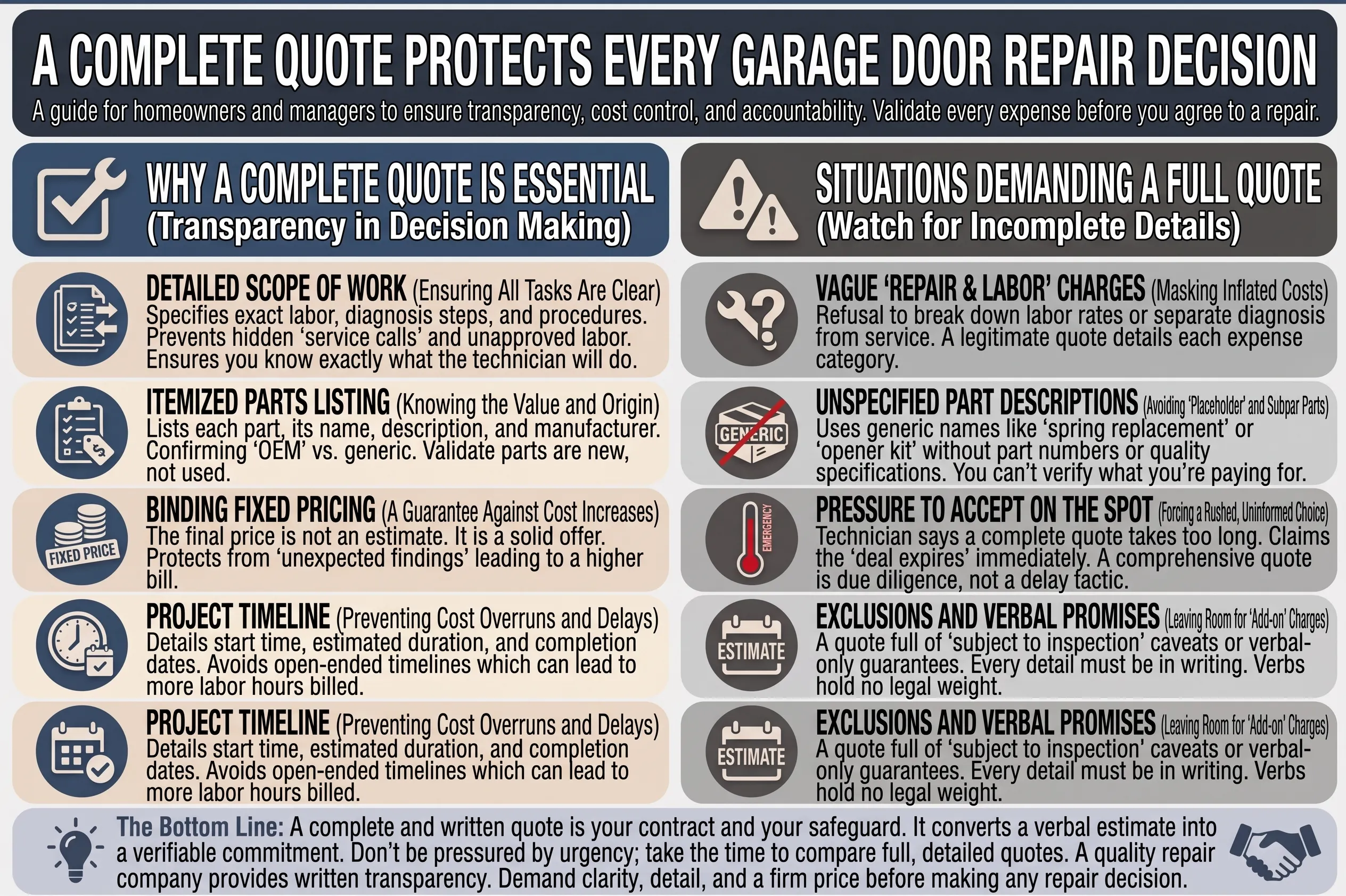 A Complete Quote Protects Every Garage Door Repair Decision