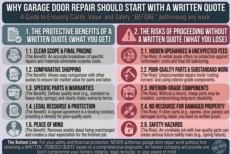 Why Should Garage Door Repair Start With a Written Quote?
