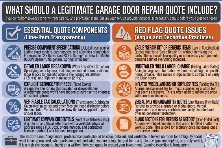 What Should a Legitimate Garage Door Repair Quote Include?